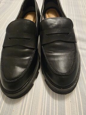 Waverly Black Leather Penny Loafers